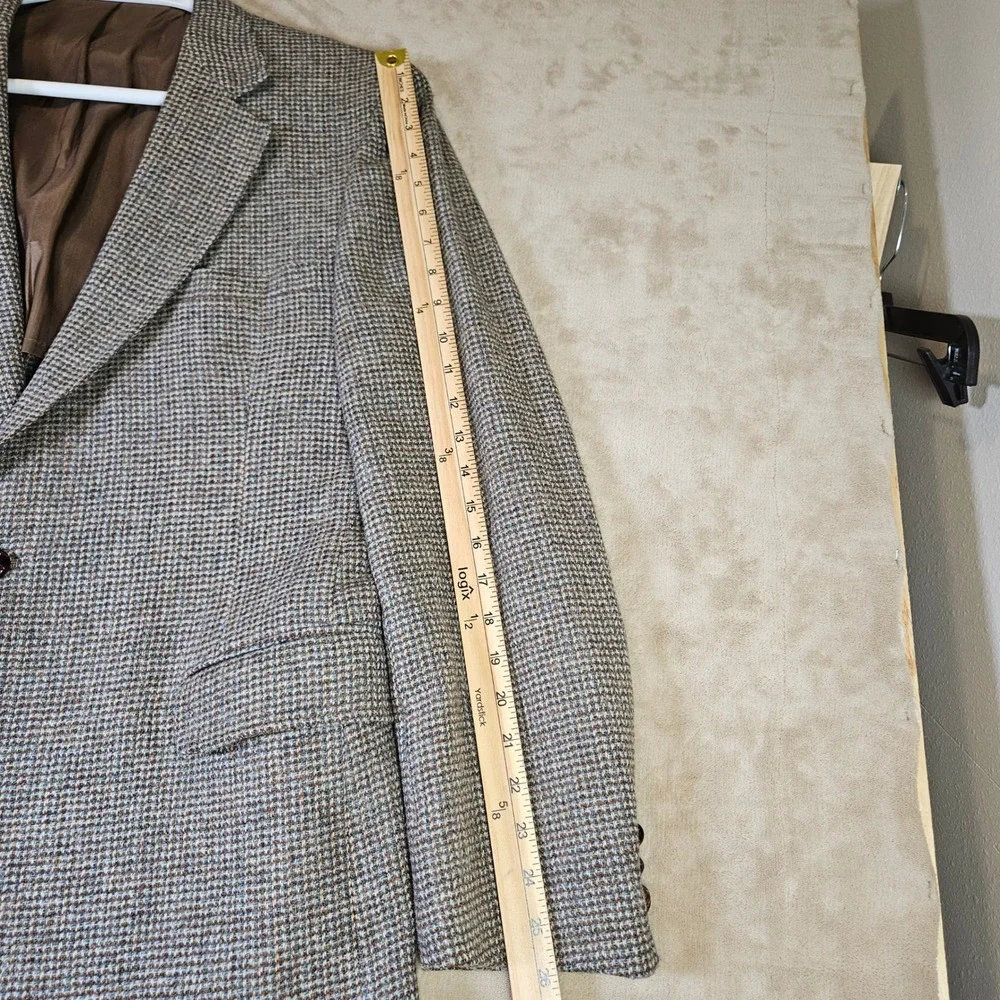 Vintage JCPenney The Mens Shop 100% Wool Tweed Sport Coat Blazer Brown 44L